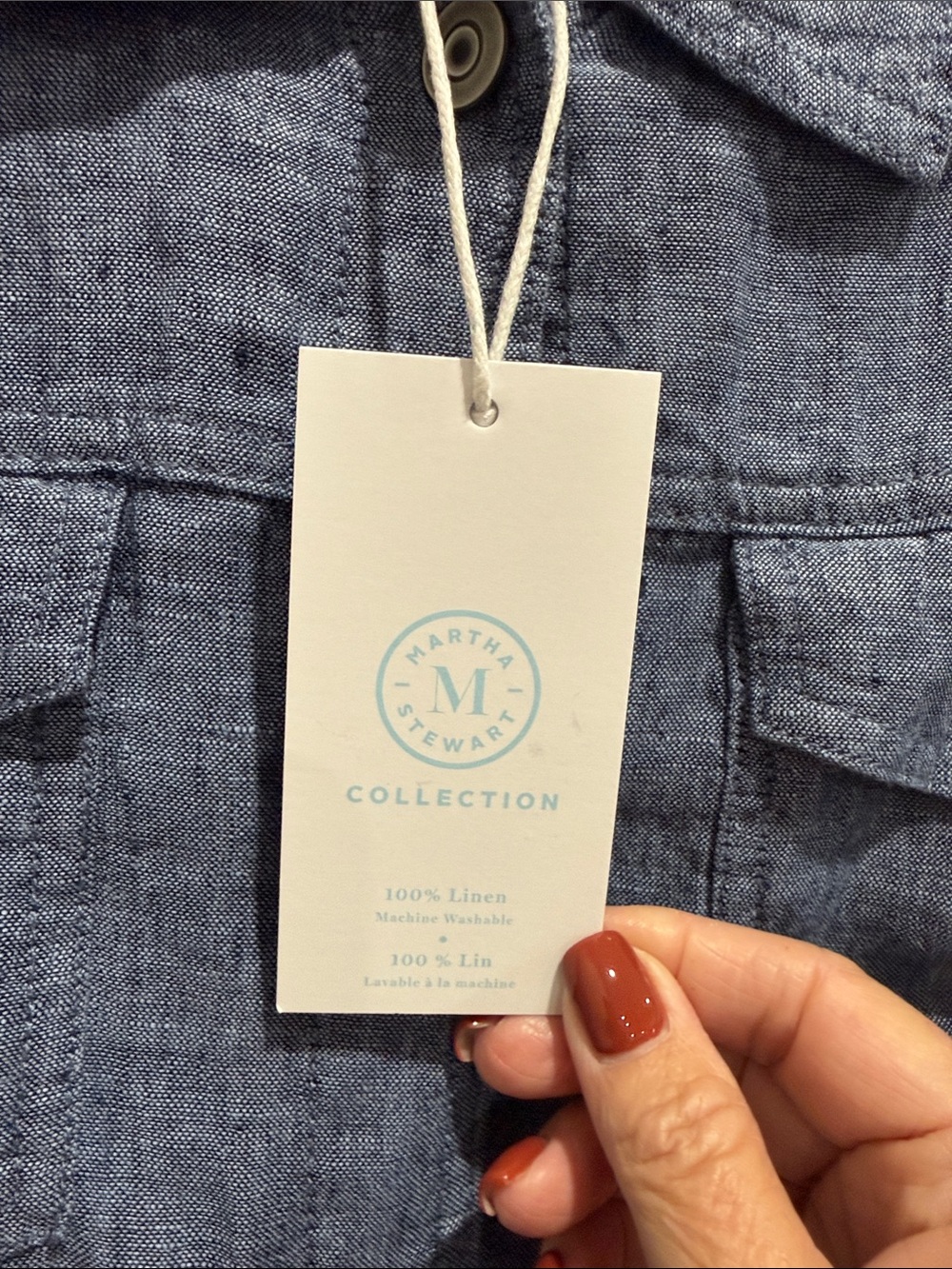Martha Stewart Light Blue Chambray Button-Front linen Jacket - Picture 4 of 7